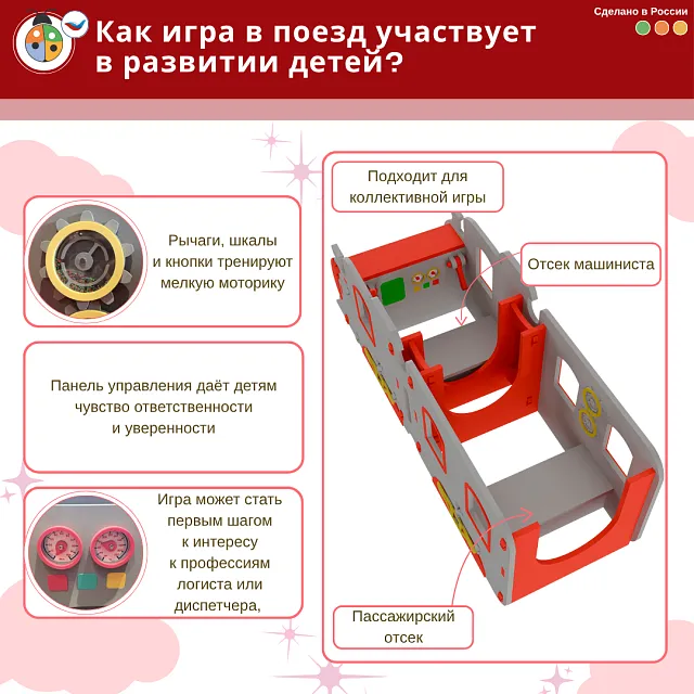 Игровой комплект мягкой сборной мебели "Поезд" с интерактивными элементами