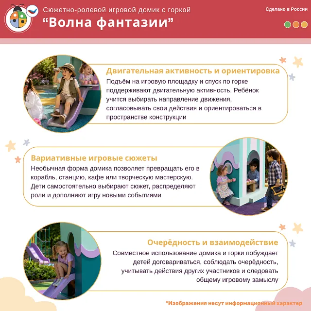 Сюжетно-ролевой игровой домик с горкой «Волна фантазии»