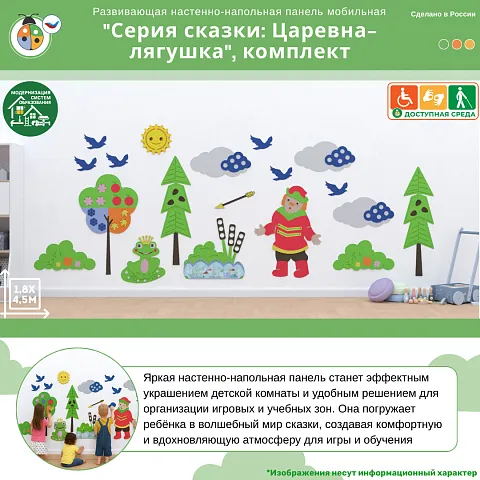 Развивающая настенная панель мобильная "Серия сказки: Царевна-лягушка", комплект