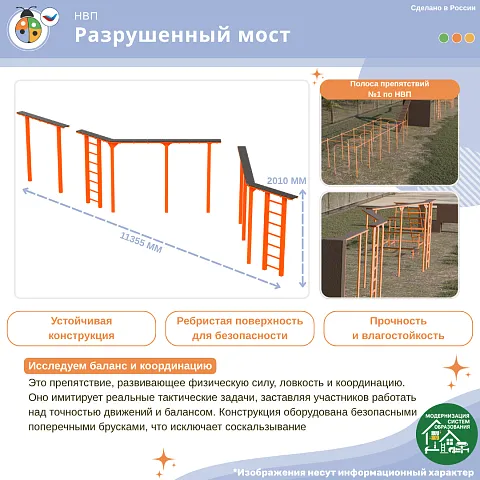 Уличное препятствие для НВП и ОБЖ "Разрушенный мост"